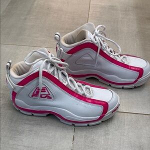 Fila White and Pink High-Top Sneakers